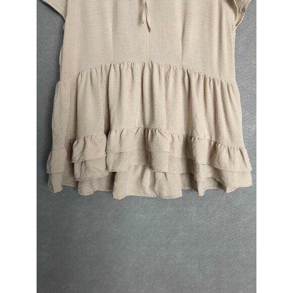 Umgee Ruffle Top Women's Large Tie Front Cream - Picture 4 of 7